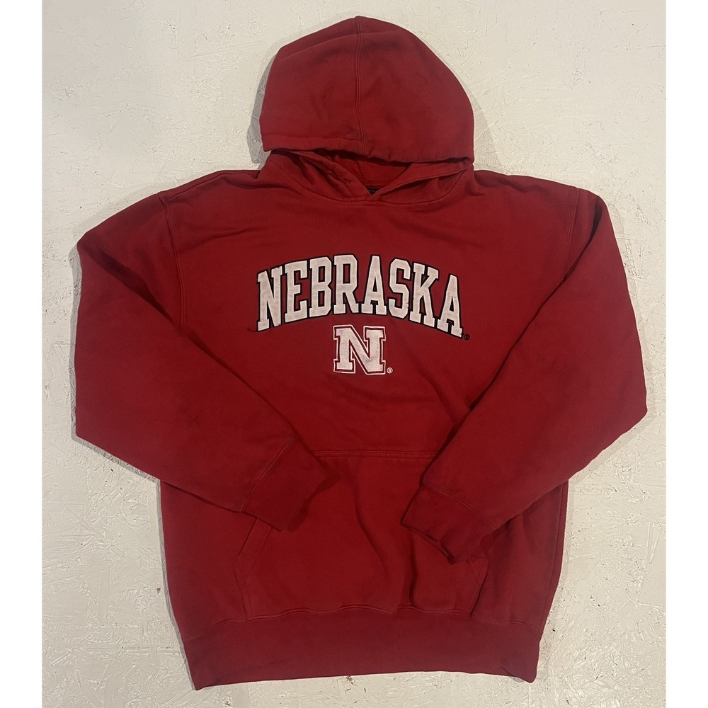 Vintage Genuine Stuff‎ Nebraska Cornhuskers Sweatshirt Hoodie Embroidered Mens M